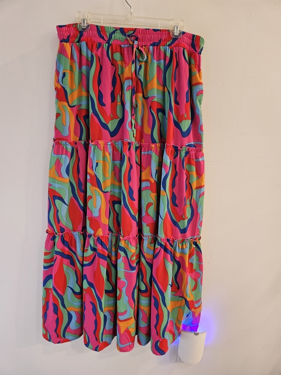 timuspo Dresses & Skirts - Timuspo Bright Multicolor Tiered Maxi Skirt - Pink Multicolor